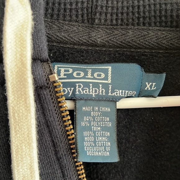 Polo Ralph Lauren Dark Navy Blue Yellow Pony Logo Zip Up Mid-weight Hoodie - Picture 3 of 7